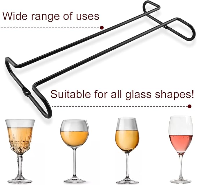 Enenes Heavy Duty Metal Stemware Rack 2 Pack, 10.3 Inch Under Cabinet Hanging Wine Glass Holder for Kitchen Bar, Organize Cups, Goblets, Wine Glasses-Ruum Studio Home