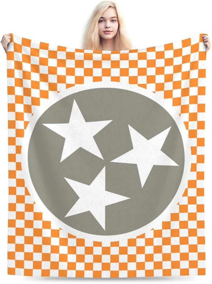 HGOD DESIGNS Tennessee Throw Blanket Ultra Soft Warm All Season Tennessee Orange Grey Star Flag Decorative Fleece Blankets for Bed Chair Car Sofa Couch Bedroom 40"X50"-Ruum Studio Home