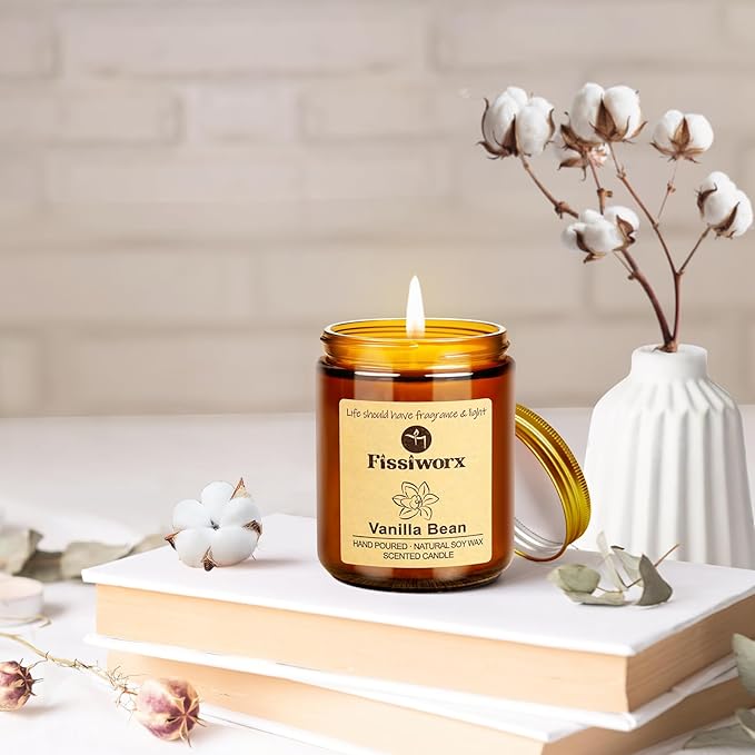 Vanilla Scented Candle Set 2 Pack, Candle for Home Scented, Odor Eliminating, Stress Relief, total15oz, 110 Hours Long Lasting Candles, Soy Candle Gift Set for Women-Ruum Studio Home