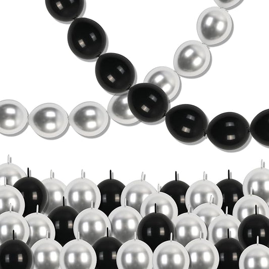 Black and Silver Linking Balloons, 100PCS 6 Inch Small Metal Silver Link Balloons for Making Balloon Wall Heart Arch, Quick Linked Balloon for Wedding Birthday Baby Shower Graduation Party Decorations-Ruum Studio Home