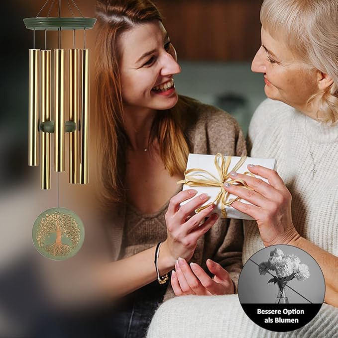 Wind Chimes for Outside,Outdoor Wind Chimes for Mother & Grandma - Large Garden Hanging Decor with Tree of Life Engraving, Perfect for Yard, Home, Christmas, Birthdays-Ruum Studio Home