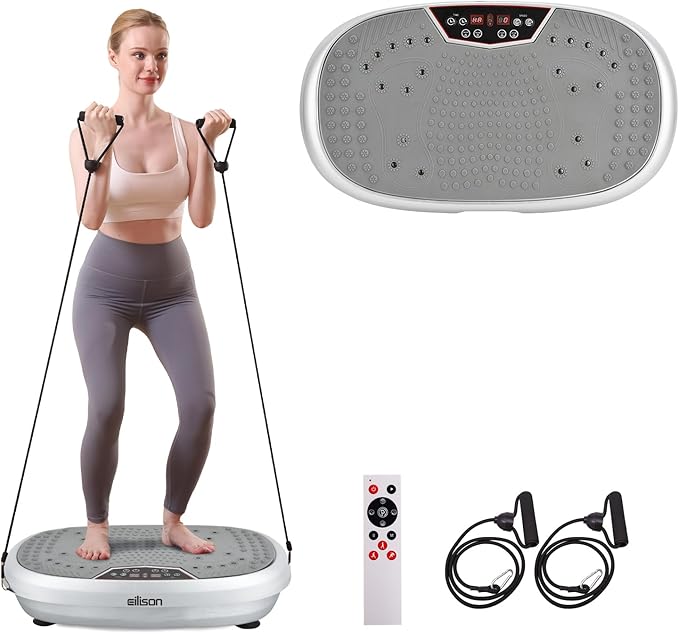 EILISON FitMax 3D XL Vibration Plate Exercise Machine - Whole Body Workout Vibration Platform w/Loop Bands - Lymphatic Drainage Machine for Weight Loss, Shaping, Wellness, Recovery-Ruum Studio Home