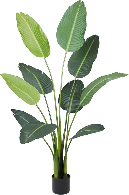 Worth Garden 59in Artificial Bird of Paradise Plant 4.9ft, Large Faux Tropical Tree for Office and Home, Lifelike Greenery for Indoor and Outdoor Spaces-Ruum Studio Home