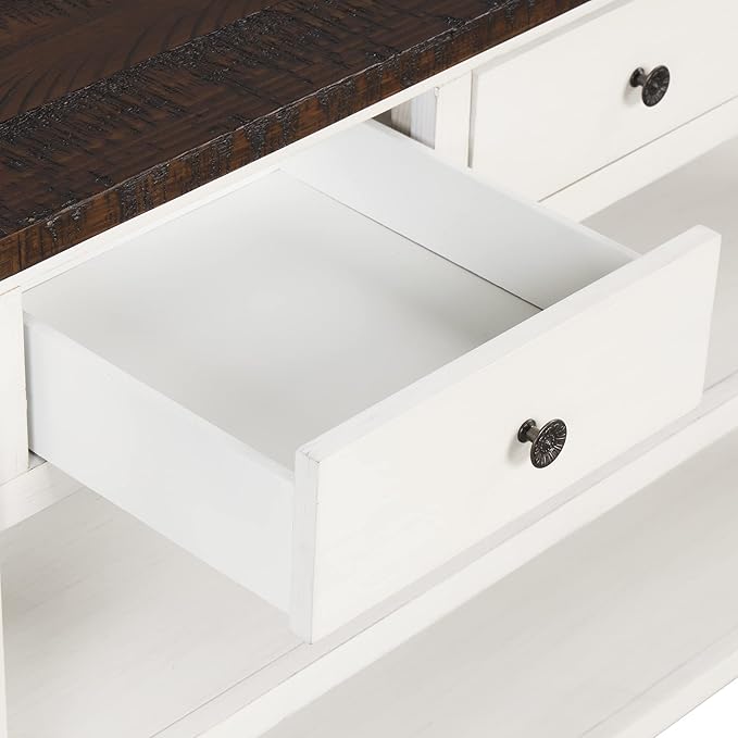 Solid Wood Console Table,Sofa Table with Storage Drawers and Bottom Shelf,Entryway Table for Entry Hallway Foyer Sofa Couch Table,Fully Assembled (48.8" Antique White)-Ruum Studio Home