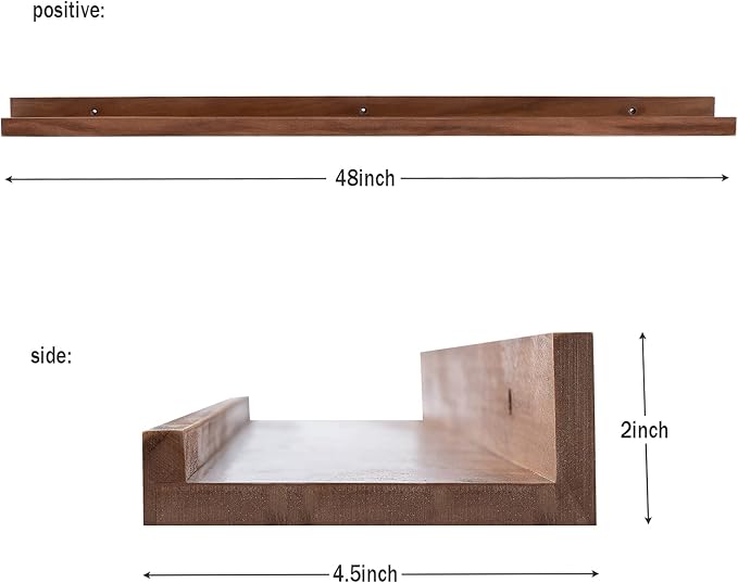 AZSKY 48 Inch Long Floating Shelves Wall Mounted Light Walnut Narrow Photo Picture Ledge Shelves Set of 3 Nursery Book Shelves Photo Frames Display Shelves Kitchen Spice Rack-Ruum Studio Home