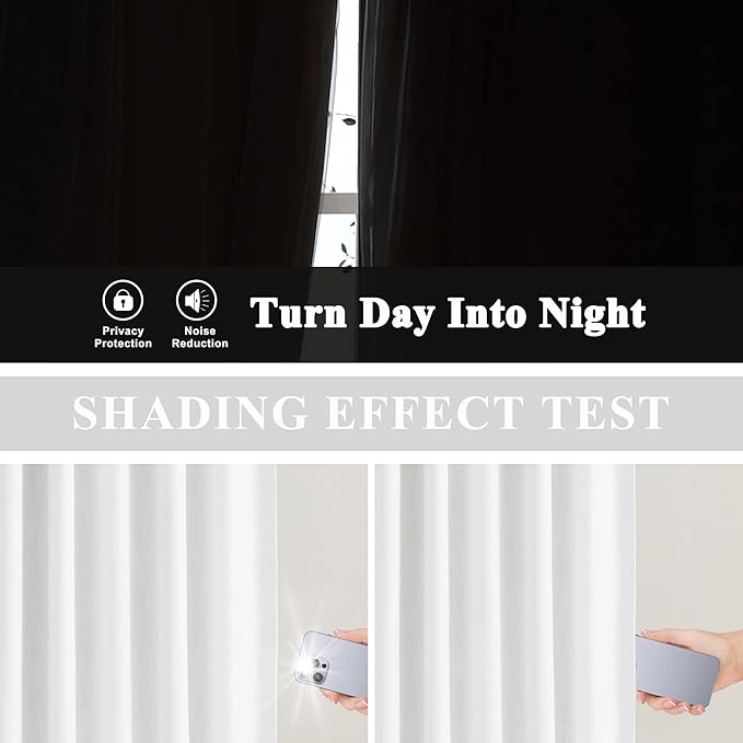 Vision Home White Pinch Pleated Full Blackout Curtains 60 inch Wide Thermal Insulated Window Panels 112 inch for Bedroom Living Room Darkening Pinch Pleat Drapes with Hooks Back Tab 60" Wx112 Lx1-Ruum Studio Home
