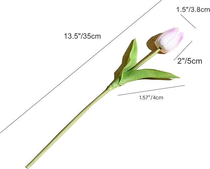 Mandy's Artificial Tulips 20 Stems Light Purple PU Faux Flowers for Wedding Home Decor 13.5 Inch-Ruum Studio Home