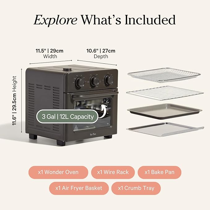 Our Place Wonder Oven | 6-in-1 Air Fryer & Toaster Oven with Steam Infusion | Compact, Countertop Friendly, Fast Preheat, Multifunctional | Air Fry, Toast, Roast, Bake, Reheat & Broil | Char-Ruum Studio Home