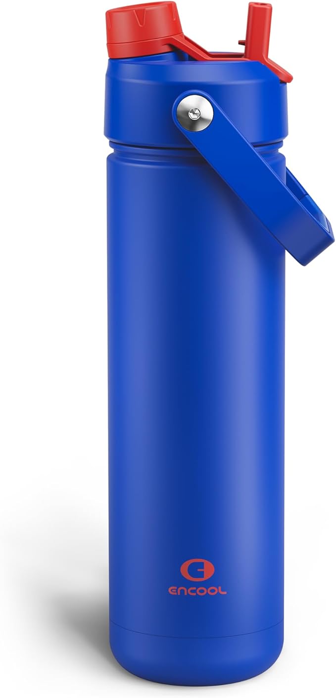 Insulated Water Bottle with Straw Stainless Steel Water Bottle, Leak-Proof, BPA-Free, Double Wall Vacuum Keeps Cold for 24 Hours for Sports, Travel, School (26 oz, Beaucoup Blue)-Ruum Studio Home