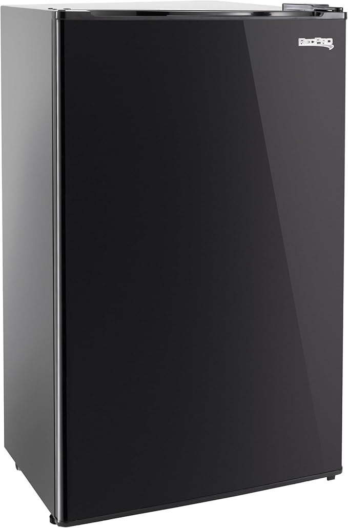 RecPro 3.3 Cu Ft 12V RV Refrigerator | Black Fridge with Adjustable Shelves, 18-Can Door Storage, Reversible Door | 7 Temp Settings, Frost-Free | Ideal for RVs & Small Spaces-Ruum Studio Home