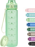 32oz Motivational Water Bottles with Time Marker & Fruit Strainer, Transparent Gradient Color Water Bottle with Times to Drink, Leakproof & BPA Free, Reusable Bottle with Strap (No Straw)-Ruum Studio Home