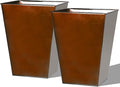 Worth Garden Large Metal Glazed Floor Planter Set of 2-14" Dia x 18" H - Luxurious Glossy Finish Red Tall Square Tapered Steel Plant Pots, Decor Flower Pot Indoor & Outdoor, Drainage Hole-Ruum Studio Home