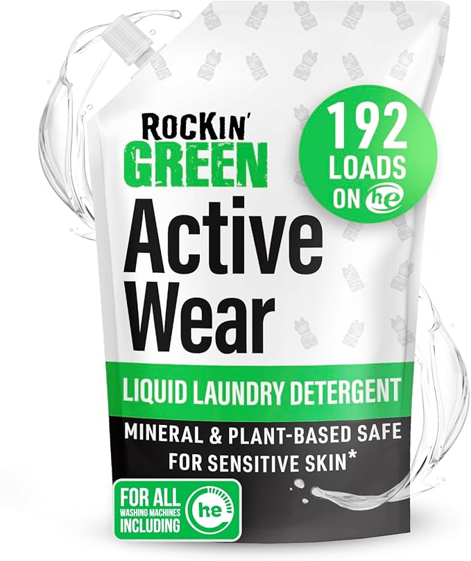 Rockin' Green Laundry Detergent, Plant based, All Natural Laundry Detergent Powder, Vegan and Biodegradable Odor Fighter, Safe for Sensitive Skin (Liquid Laundry Detergent 192 Loads - Unscented)-Ruum Studio Home