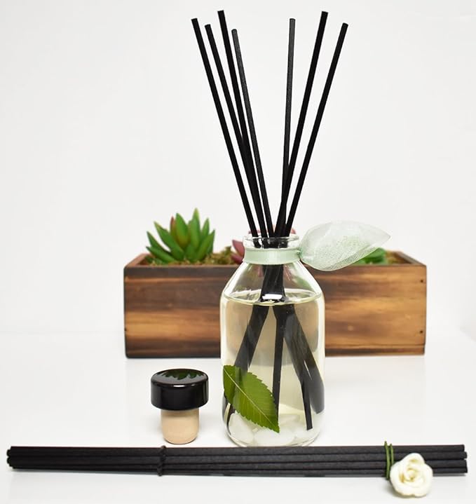 LOVSPA Reed Diffuser Set, Zen White Tea & Ginger Scented Oil Diffuser with Sticks, Home Fragrance Accessories for Bathroom Shelf Decor, Aroma Diffusers for Home or Office Desk, USA Made-Ruum Studio Home