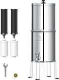 AQUA CREST Gravity Water Filter System, 304 Stainless Steel Countertop System with 4 Filters and Anti-Slip Stand, Reduce Fluoride and Chlorine, 2.25G, for Home, Camping, RVing, Off-Grid, Emergencies-Ruum Studio Home