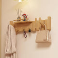 Wall Mounted Piano Key Hanger | Flip Style Hook | Entrance Wall Art Hook, Made of Oak Wood (3 Times Painted, 4 Times Polished) (Fence Beech, 8Hooks)-Ruum Studio Home