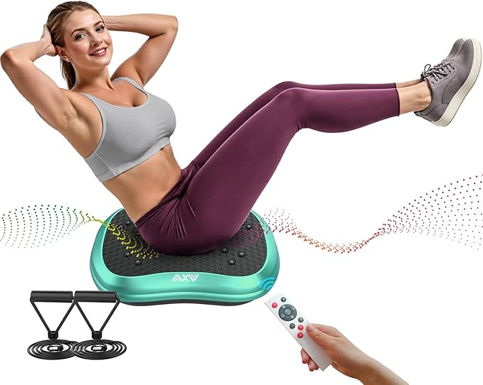 AXV Vibration Plate Exercise Machine Whole Body Workout Portable Mini Vibrate Fitness Platform Lymphatic Drainage Machine for Weight Loss Shaping Toning Wellness Home Gyms Workout (Mini)-Ruum Studio Home