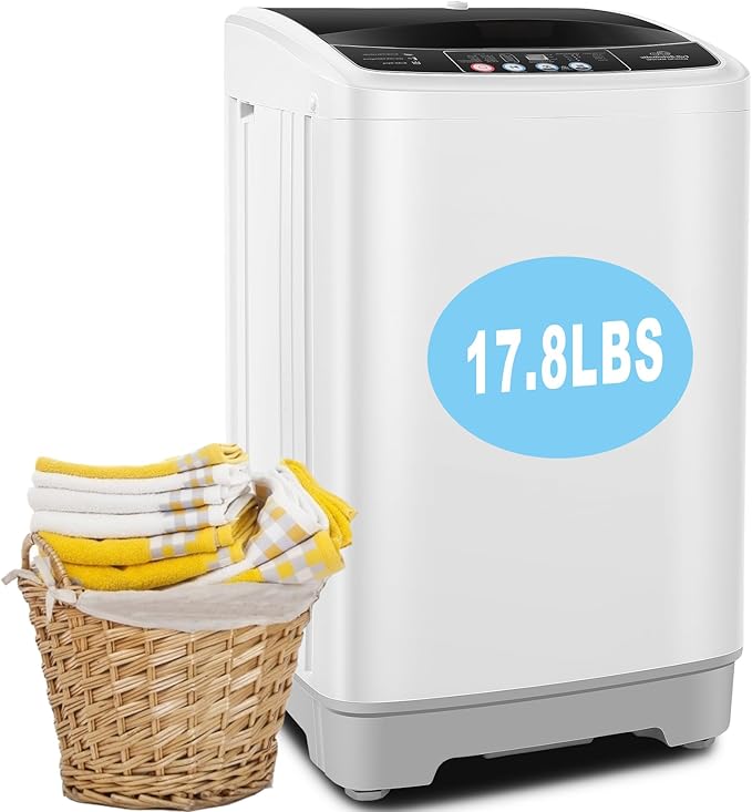 17.8Lbs Portable Washing Machine Nictemaw Portable Washer, 2.3 Cu.ft Washer and Dryer Combo with Drain Pump, 10 Programs 8 Water Level Compact Laundry Washer for Home, Apartment, RV, Dorms-Ruum Studio Home