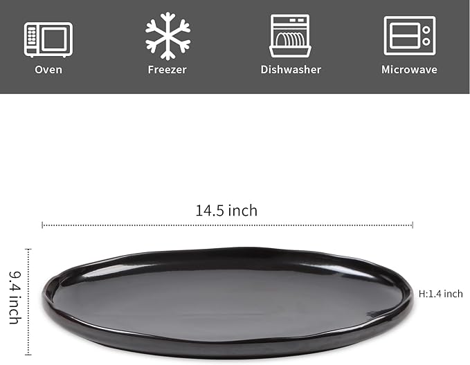 vicrays Serving Platter Ceramic Tray Plates Extra Large Oval 14.5 Inch Porcelain Dinner Plates Long Serving Dish Set Entertaining Party Restaurant Food Meat Sushi Fish Turkey Platter - Black-Ruum Studio Home