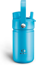 Kids Insualated Water Bottle with Straw - 12oz Stainless Steel Water Bottle with Dual Spouts, Leak-Proof, BPA-Free, Double Wall Vacuum Keeps Cold for 24 Hours for Sports, Travel, School (Azure Blue)-Ruum Studio Home