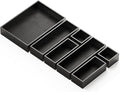 SpaceAid 7-Piece Bamboo Drawer Organizer Storage Boxes Set, Wood Tray Junk Drawer Organizers Multi-Use Divider Bins for Kitchen, Bathroom, Office Desk and Makeup Organization (7 Pack, Black)-Ruum Studio Home