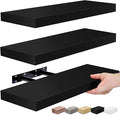 Sorbus Floating Shelves for Wall, Bathroom Shelves Wall Mounted for Kitchen, Bedroom, Bathroom Storage Over Toilet, Hanging Book Shelf for Wall Home Decor Living Room (Black, 3 Pack)-Ruum Studio Home