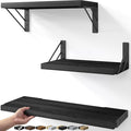 BAYKA Wall Shelves for Bedroom Decor, Floating Wall Shelves for Living Room Kitchen Storage, Wall Mounted Rustic Wood Floating Shelves for Kids Books, Corner Shelves for Bathroom, Office(Set of 3)-Ruum Studio Home