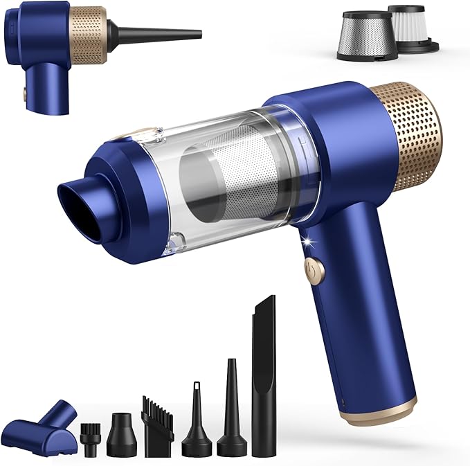 Car Vacuum Cleaner, 16000PA Mini Car Vacuum Cordless Powerful, 7 in 1 Portable Handheld Vacuum Cordless with LED Light, Dual Filters, One-Touch Empty for Pet Hair, Home, Office-Ruum Studio Home