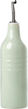 famiware Jupiter 16oz Ceramic Olive Oil Dispenser Bottle, 1 Piece Oil Dispenser for Kitchen with Stainless Steel Pourers, Suitable for Storage Vinegar, Soy Sauce, Coffee Syrup, Light Green-Ruum Studio Home