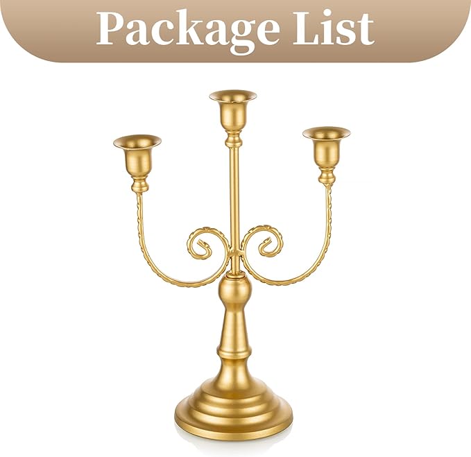 Sziqiqi Gold Taper Candle Holder for Centerpiece - 3-Candle Candlesticks Holder for Wedding Table Centerpieces Metal Candle Stick Holders Fireplace Mantle Decor-Ruum Studio Home