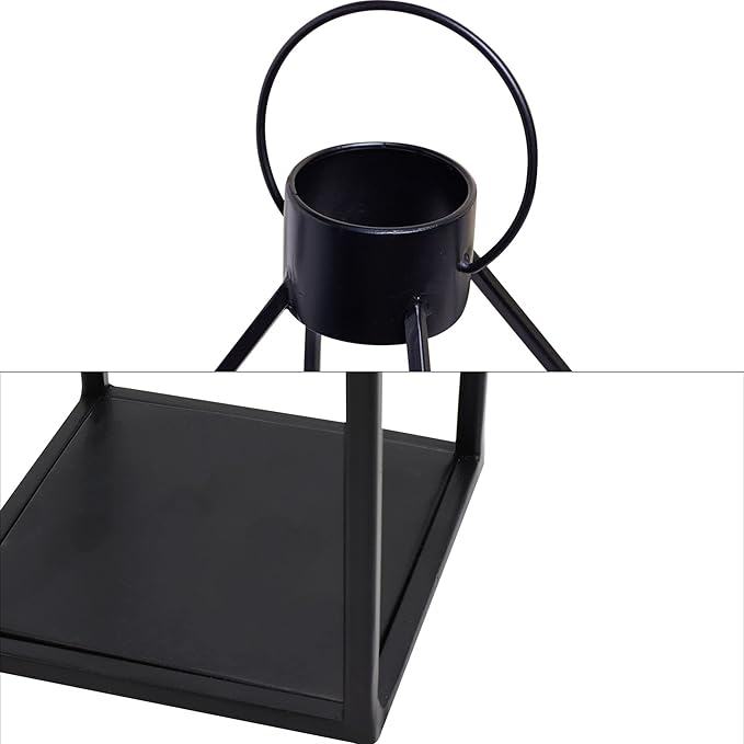 HPC Decor Modern Farmhouse Lanterrn Decor- Black Metal Candle for Summer Night- Lanterns w/Timer Flickering Candles for Living Room,Home,Indoor, Outdoor,Table,Fireplace Mantle Décor-Ruum Studio Home