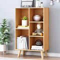 IOTXY Wooden Open Shelf Bookcase - 3-Tier Floor Standing Display Cabinet Rack with Legs, 5 Cubes Bookshelf, Pear Yellow-Ruum Studio Home