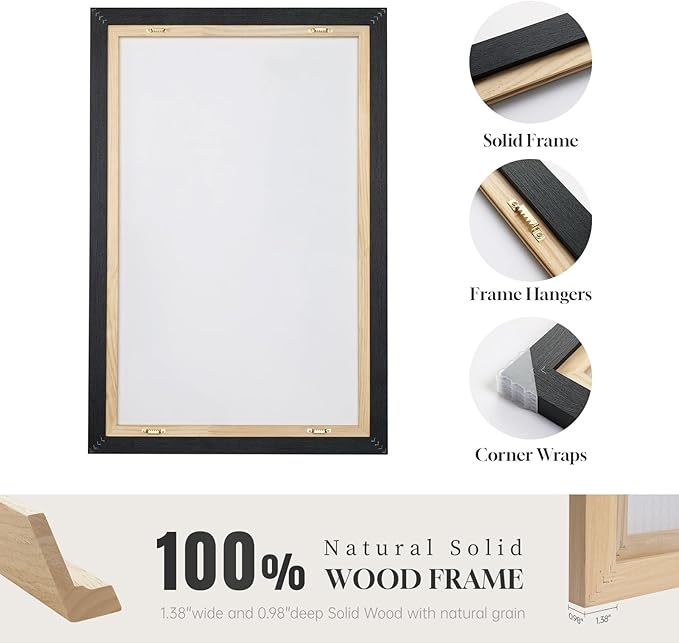 Large Framed Abstract Nature Landscape Wall Art for Living Room, Set of 3 Modern Canvas Prints Paintings Artwork for Walls, Green Lake Pictures for Hallway, Dining Room, Office Wall Decor 24x36 Inch-Ruum Studio Home