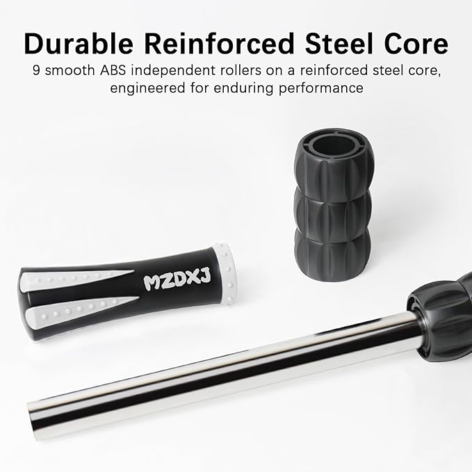 Muscle Roller Stick for Athletes - Deep Tissue Fascia Blaster & Roller Massager for Myofascial Pain Relief - Handheld Physical Therapy & Recovery Tool(White black-18 inch)-Ruum Studio Home
