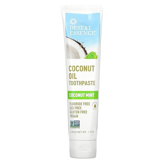 Desert Essence Tea Tree Oil Toothpaste - Coconut Mint - 6.25 Oz - Refreshing Taste - Complete Oral Care - Baking Soda - Sea Salt - Pure Essential Oil - Fights Against Sugar Acids - Zinc Citrate-Ruum Studio Home