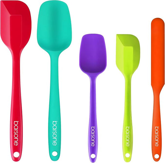 Barsone 5-Piece Silicone Spatula Set（ Heat Resistant 446°F Food Grade BPA Free, Nonstick Cookware Safe Dishwasher Safe Kitchen Tools for Baking, Cooking, Stirring, Multicolor）-Ruum Studio Home