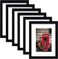 11x14 Picture Frame Set of 6, Display Pictures 8x10 with Mat or 11x14 Without Mat for Wall Mounting,Black-Ruum Studio Home