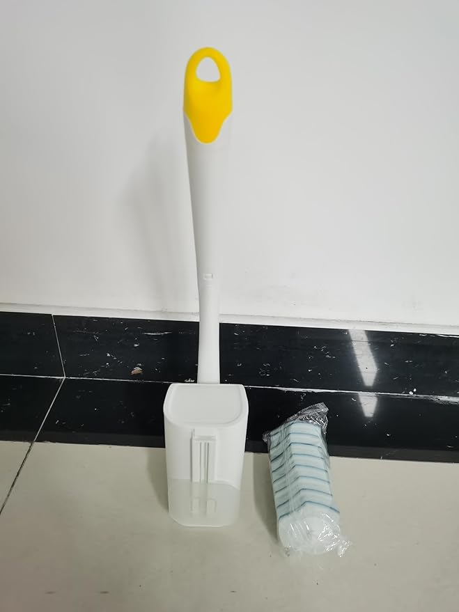 JEHONN Disposable Toilet Brush with 40PCS Wand Cleaner Refills, Wall Mounted Toilet Bowl Brush Holder Set, Bathroom Cleaning System for Sink Bathtub Wash Basin (Yellow)-Ruum Studio Home