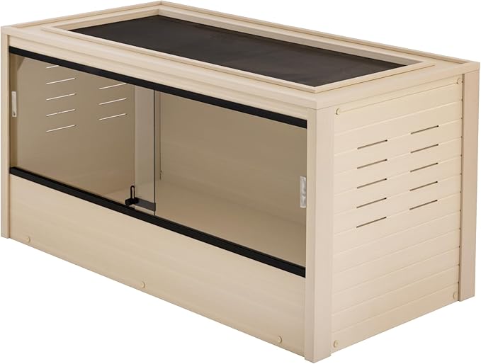 New Age Pet ECOFLEX 48" Mojave Reptile Lounge -Durable Wood Plastic Composite Habitat with Ventilation, Removable Glass Doors & Lock, Easy Assembly, for Tortoises, Snakes, Iguanas-Ruum Studio Home