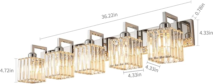 Modern Bathroom Vanity Light 5-Lights Chrome Crystal Wall Lamp Bathroom Modern Crystal Vanity Lighting-Ruum Studio Home