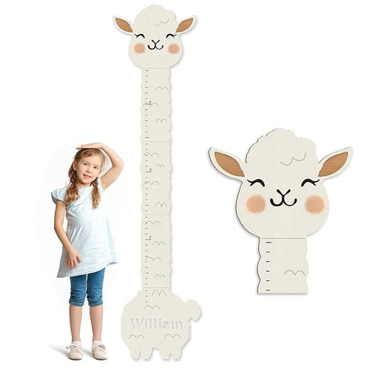 Personalized Name Height Chart for Kids, Alpaca Wood Growth Chart, Height Measuring for Children, Boy Girls Height Wall Chart Growth Measuring Ruler for Nursery Decor, Lightweight-Ruum Studio Home