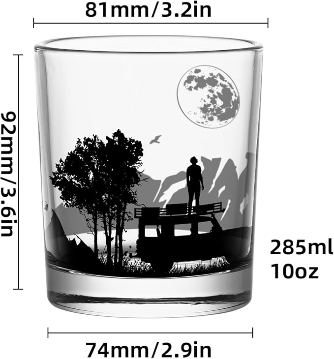 Old Fashioned Whiskey Glasses, Stemless Wine Glasses with Gift Box, 10Oz Rocks Glass for Scotch Cocktail Bourbon Vodka Liquor, Unique Gifts for Dad, Husband, Father's Day, Anniversary-Ruum Studio Home