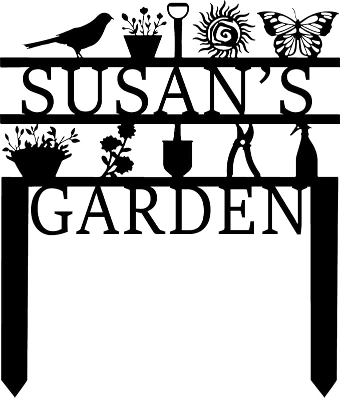 Personalized Garden Sign, Custom Garden Tools Sign with Stakes, Garden Sign with Last Name, Personalized Flower Garden Name Sign, Yard Sign, Lawn Sign, Custom Family Name Garden Sign, Farmhouse Decor-Ruum Studio Home