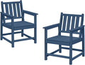 Patio Dining Chair Set of 2, HDPE Outdoor Dining Chair, Ergonomic HDPE Dining Chairs with Deep Seating, All Weather Outdoor Chairs Furniture for Backyard, Deck, Garden, Poolside, Navy-Ruum Studio Home