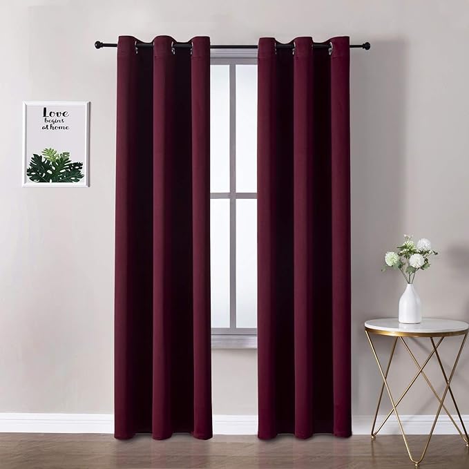 ChrisDowa Burgundyout Curtains 72 inches Long for Bedroom - 2 Panels Set Grommet Thermal Insulated Room Darkening Curtains for Living Room (Burgundy, 42 x 72 Inch)-Ruum Studio Home