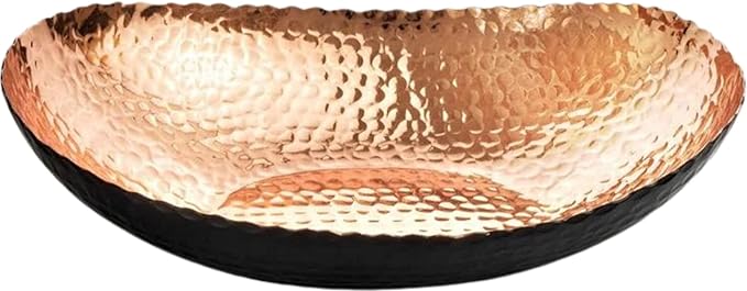 Monarch Abode Hand Hammered Decorative Bowl, 12.75-Inch Black and Copper Plated – Key Bowl for Entryway Table, Catch All, Decorative Fruit Basin, Key Holder, Bowls for Home Decor-Ruum Studio Home