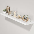 Floating Shelves for Wall, 55"W x 9.3"D x 1.5"H, Long Wooden Wall Mounted Display Shelves with Invisible Brackets for Living Room, Bedroom, Bathroom, Kitchen Decor and Storage, Set of 1, White-Ruum Studio Home