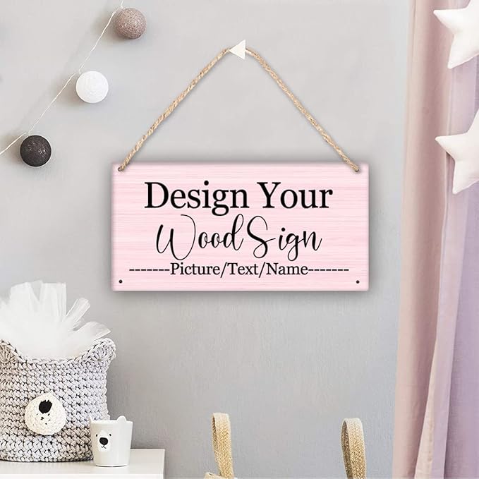 Personalized Rustic Wooden Sign, Custom Plaque Wall Hanging, Art Wood Board Sign for House, Customized Name Sign, Gifts for Family Members Teachers Friends 11.8x5.9 inch-Ruum Studio Home