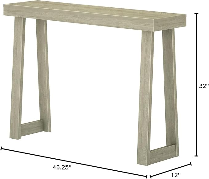 Plank+Beam Solid Wood Console Table, 46.25 Inch, Sofa Table, Narrow Entryway Table for Hallway, Behind The Couch, Living Room, Foyer, Easy Assembly, Seashell-Ruum Studio Home