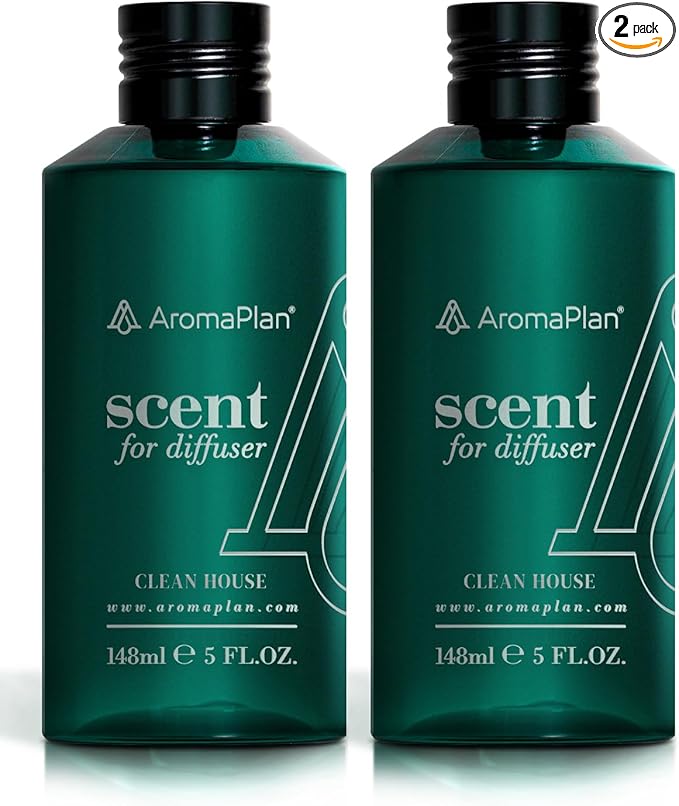 Aromaplan Scents, Clean Smelling Essential Oils, Clean House (5 Fl Oz /148ml) 2 Pack-Fresh Scent Essential Oil for Diffuser, USA Fragrance, Bigger Bottle, Bolder Aroma & Longer Lasting-Ruum Studio Home